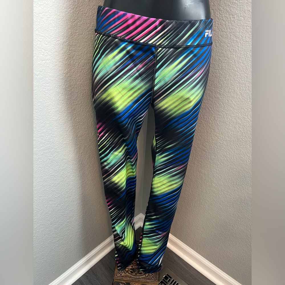 FILA running tights leggings women’s MED - rainbow colorful